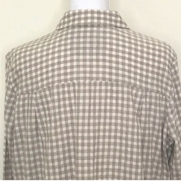 Lafayette 148 linen Button Down Shirt Gingham Plaid Size M - Picture 7 of 10